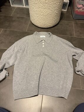 Parke Light Gray Polo Knit Sweater